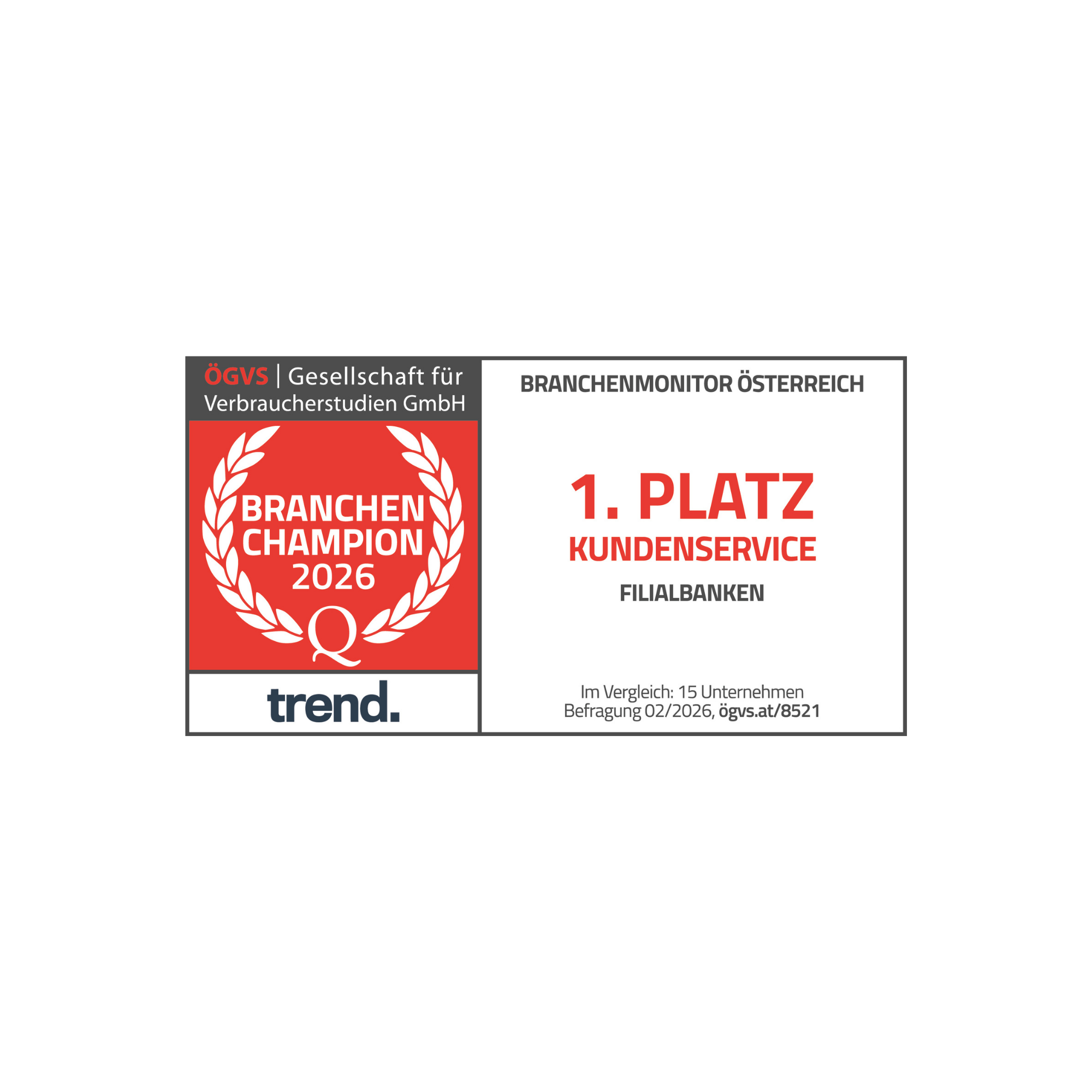 Branchen-Champion 2026: Die Bank99 sichert sich den 1. Platz im Kundenservice