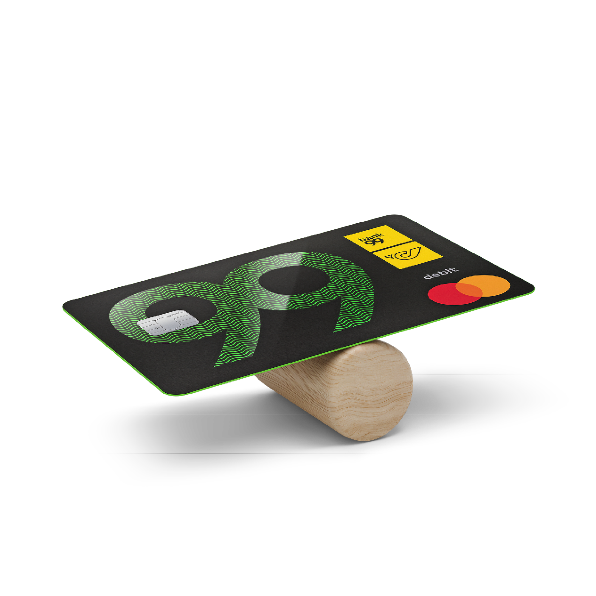 Balanceboard mit grüner bank99 Debitkarte