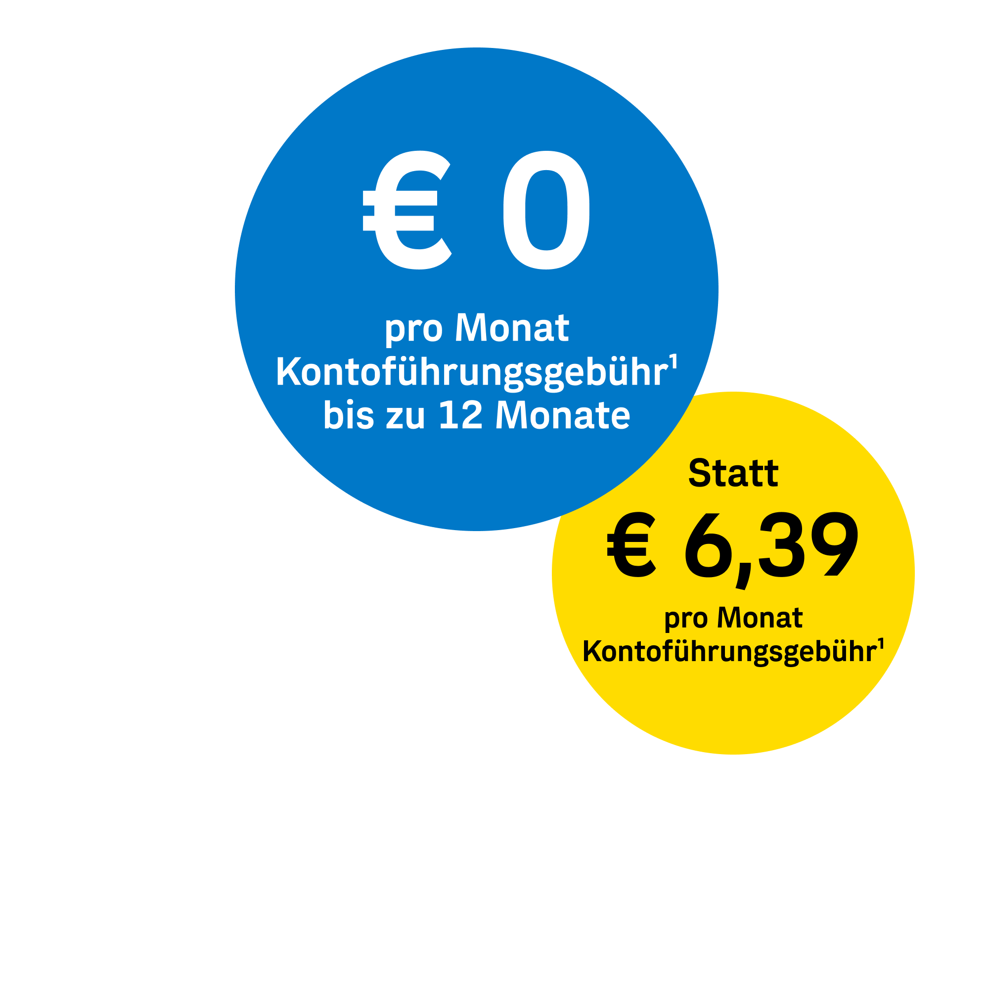 2 Preis-Bubbles mit 0-Euro Aktionspreis, statt normalem Kontopreis