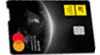 Schwarze bank99 Kreditkarte „World Business Traveller“ von Mastercard mit Weltmotiv, Chip und bank99 Logo.